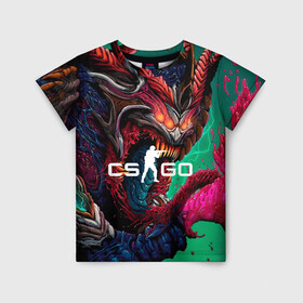 Детская футболка 3D с принтом CS GO  hyper beast skin , 100% гипоаллергенный полиэфир | прямой крой, круглый вырез горловины, длина до линии бедер, чуть спущенное плечо, ткань немного тянется | beast | counterstike | csgo | hyper | hyperbeast | m4a1s | steam | винтовка | контра | кс | ксго | шмотки