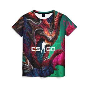 Женская футболка 3D с принтом CS GO hyper beast skin , 100% полиэфир ( синтетическое хлопкоподобное полотно) | прямой крой, круглый вырез горловины, длина до линии бедер | beast | counterstike | csgo | hyper | hyperbeast | m4a1s | steam | винтовка | контра | кс | ксго | шмотки