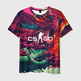 Мужская футболка 3D с принтом CS GO  hyper beast skin , 100% полиэфир | прямой крой, круглый вырез горловины, длина до линии бедер | beast | counterstike | csgo | hyper | hyperbeast | m4a1s | steam | винтовка | контра | кс | ксго | шмотки