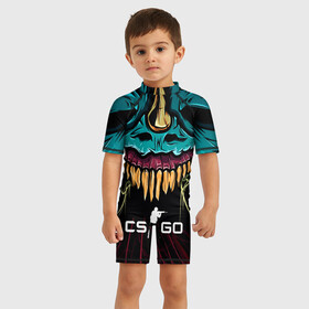 Детский купальный костюм 3D с принтом CS GO  hyper beast skin , Полиэстер 85%, Спандекс 15% | застежка на молнии на спине | beast | counterstike | csgo | hyper | hyperbeast | m4a1s | steam | винтовка | контра | кс | ксго | шмотки