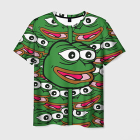 Мужская футболка 3D с принтом Good / Sad frog  , 100% полиэфир | прямой крой, круглый вырез горловины, длина до линии бедер | bad | dab | frog | good | kek | pepe | sad | кек | лягушка | мем | мемы | пепе | со смыслом | фрог