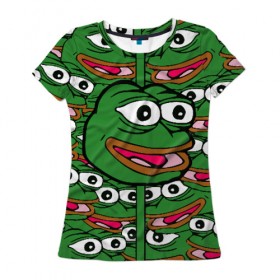Женская футболка 3D с принтом Good / Sad frog , 100% полиэфир ( синтетическое хлопкоподобное полотно) | прямой крой, круглый вырез горловины, длина до линии бедер | bad | dab | frog | good | kek | pepe | sad | кек | лягушка | мем | мемы | пепе | со смыслом | фрог