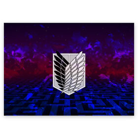 Поздравительная открытка с принтом Атака Титанов , 100% бумага | плотность бумаги 280 г/м2, матовая, на обратной стороне линовка и место для марки
 | 