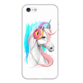 Чехол для iPhone 5/5S матовый с принтом Music Unicorn Art , Силикон | Область печати: задняя сторона чехла, без боковых панелей | волшебный | единорог | единорожик | единорожка | магия | музыка | пончик | пончики