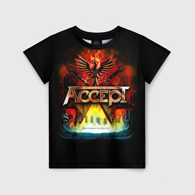 Детская футболка 3D с принтом Accept , 100% гипоаллергенный полиэфир | прямой крой, круглый вырез горловины, длина до линии бедер, чуть спущенное плечо, ткань немного тянется | accept | heavy metal | power metal | группы | метал | музыка | пауэр метал | рок | хэви метал