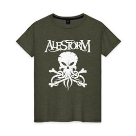 Женская футболка хлопок с принтом Alestorm , 100% хлопок | прямой крой, круглый вырез горловины, длина до линии бедер, слегка спущенное плечо | alestorm | metal | группы | метал | музыка | пауэр метал | рок | фолк метал | хэви метал