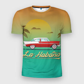 Мужская футболка 3D спортивная с принтом La Habana , 100% полиэстер с улучшенными характеристиками | приталенный силуэт, круглая горловина, широкие плечи, сужается к линии бедра | american | car | cuba | habana | taxi | travel