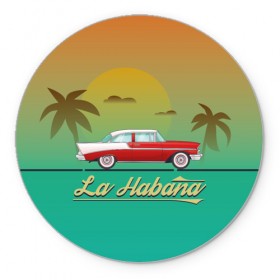 Коврик круглый с принтом La Habana , резина и полиэстер | круглая форма, изображение наносится на всю лицевую часть | Тематика изображения на принте: american | car | cuba | habana | taxi | travel