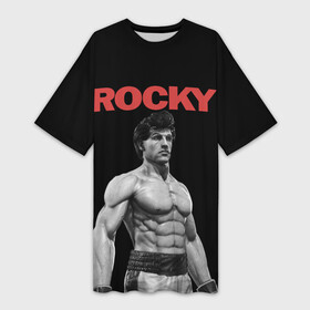 Платье-футболка 3D с принтом ROCKY ,  |  | creed | jordan | lundgren | mix fight | mixfight | stallone | ufc | бальбоа | бокс | джордан | крид | лундгрен | мышцы | ринг | роки | рокки | сильвестр | сталлоне | сталоне