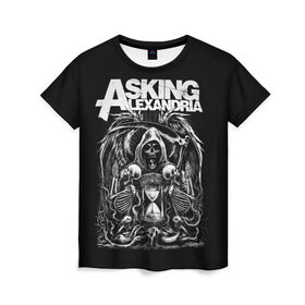 Женская футболка 3D с принтом Asking Alexandria , 100% полиэфир ( синтетическое хлопкоподобное полотно) | прямой крой, круглый вырез горловины, длина до линии бедер | asking alexandria | аскинг александриа | группы | метал | музыка | рок | хэви метал | электроникор