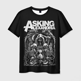 Мужская футболка 3D с принтом Asking Alexandria , 100% полиэфир | прямой крой, круглый вырез горловины, длина до линии бедер | asking alexandria | аскинг александриа | группы | метал | музыка | рок | хэви метал | электроникор