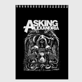 Скетчбук с принтом Asking Alexandria , 100% бумага
 | 48 листов, плотность листов — 100 г/м2, плотность картонной обложки — 250 г/м2. Листы скреплены сверху удобной пружинной спиралью | asking alexandria | аскинг александриа | группы | метал | музыка | рок | хэви метал | электроникор