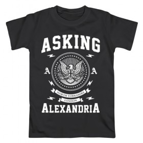 Мужская футболка хлопок с принтом Asking Alexandria , 100% хлопок | прямой крой, круглый вырез горловины, длина до линии бедер, слегка спущенное плечо. | asking alexandria | аскинг александриа | группы | метал | музыка | рок | хэви метал | электроникор