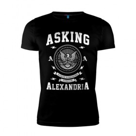 Мужская футболка премиум с принтом Asking Alexandria , 92% хлопок, 8% лайкра | приталенный силуэт, круглый вырез ворота, длина до линии бедра, короткий рукав | Тематика изображения на принте: asking alexandria | аскинг александриа | группы | метал | музыка | рок | хэви метал | электроникор