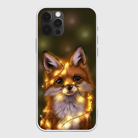 Чехол для iPhone 12 Pro Max с принтом Лисёнок и гирлянда , Силикон |  | лампочки | лис | лиса | лисица | огоньки | праздник | рыжая