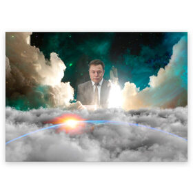 Поздравительная открытка с принтом Elon Musk Thinker (Илон Маск) , 100% бумага | плотность бумаги 280 г/м2, матовая, на обратной стороне линовка и место для марки
 | elon musk | space | space x | tesla | дым | илон маск | инопланетяне | космос | личность | мыслитель | облака | планета | ракета | спейс | тесла | философ | шаттл