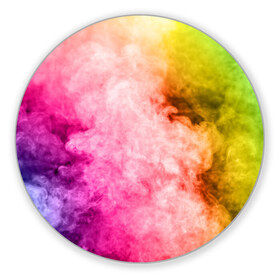 Коврик круглый с принтом Радужный дым , резина и полиэстер | круглая форма, изображение наносится на всю лицевую часть | Тематика изображения на принте: holi | праздник красок | радуга | радужный дым | холи | цвета радуги | яркий