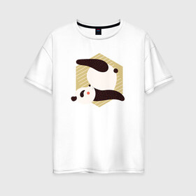 Женская футболка хлопок Oversize с принтом Панда Йога , 100% хлопок | свободный крой, круглый ворот, спущенный рукав, длина до линии бедер
 | panda | yoga | йога | панда | панды | фитнес