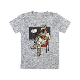 Детская футболка хлопок с принтом Дайвер Steampunk , 100% хлопок | круглый вырез горловины, полуприлегающий силуэт, длина до линии бедер | diver | steampunk | дайвер | книга | книги | медуза | стим панк | стимпанк | читает
