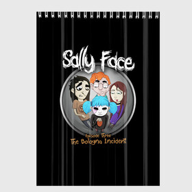 Скетчбук с принтом Sally Face Episode Three , 100% бумага
 | 48 листов, плотность листов — 100 г/м2, плотность картонной обложки — 250 г/м2. Листы скреплены сверху удобной пружинной спиралью | blue | face | fisher | game | games | gizmo | hair | larry | mask | sally | волосы | гизмо | голубые | игра | игры | ларри | маска | протез | сали | салли | синие | синий | триллер | ужасы | фейс | фишер | фэйс | хоррор