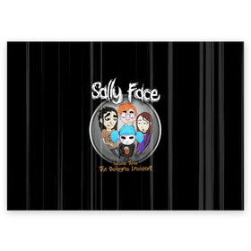 Поздравительная открытка с принтом Sally Face Episode Three , 100% бумага | плотность бумаги 280 г/м2, матовая, на обратной стороне линовка и место для марки
 | Тематика изображения на принте: blue | face | fisher | game | games | gizmo | hair | larry | mask | sally | волосы | гизмо | голубые | игра | игры | ларри | маска | протез | сали | салли | синие | синий | триллер | ужасы | фейс | фишер | фэйс | хоррор