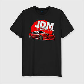 Мужская футболка премиум с принтом JDM Culture , 92% хлопок, 8% лайкра | приталенный силуэт, круглый вырез ворота, длина до линии бедра, короткий рукав | Тематика изображения на принте: japan | jdm | nissan | авто | машины | ниссан | япония