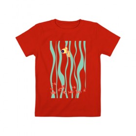 Детская футболка хлопок с принтом Золотая рыбка , 100% хлопок | круглый вырез горловины, полуприлегающий силуэт, длина до линии бедер | золотая рыба | золотая рыбка | рыба | рыбка