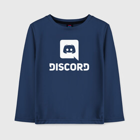 Детский лонгслив хлопок с принтом Discord , 100% хлопок | круглый вырез горловины, полуприлегающий силуэт, длина до линии бедер | voip | дискорд | игры | мессенджер | связь | скайп