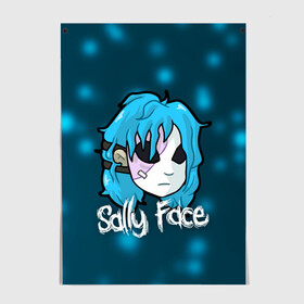 Постер с принтом Sally Face , 100% бумага
 | бумага, плотность 150 мг. Матовая, но за счет высокого коэффициента гладкости имеет небольшой блеск и дает на свету блики, но в отличии от глянцевой бумаги не покрыта лаком | blue | face | fisher | game | games | gizmo | hair | larry | mask | sally | волосы | гизмо | голубые | игра | игры | ларри | маска | протез | сали | салли | синие | синий | триллер | ужасы | фейс | фишер | фэйс | хоррор