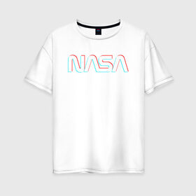 Женская футболка хлопок Oversize с принтом NASA GLITCH , 100% хлопок | свободный крой, круглый ворот, спущенный рукав, длина до линии бедер
 | galaxy | nasa | space | space company | star | астрономия | галактика | звезды | космическая компания | космос | наса