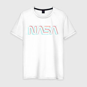 Мужская футболка хлопок с принтом NASA GLITCH , 100% хлопок | прямой крой, круглый вырез горловины, длина до линии бедер, слегка спущенное плечо. | Тематика изображения на принте: galaxy | nasa | space | space company | star | астрономия | галактика | звезды | космическая компания | космос | наса