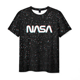 Мужская футболка 3D с принтом NASA GLITCH SPACE , 100% полиэфир | прямой крой, круглый вырез горловины, длина до линии бедер | galaxy | nasa | space | space company | star | астрономия | галактика | звезды | космическая компания | космос | наса