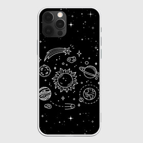 Чехол для iPhone 12 Pro с принтом Космос нарисованный  , силикон | область печати: задняя сторона чехла, без боковых панелей | Тематика изображения на принте: nasa | астрономия | вселенная | галактика | звёзды | земля | комета | марс | метеорит | небо | планета | планеты | рисунок | сатурн | солнце | спутник | юпитер