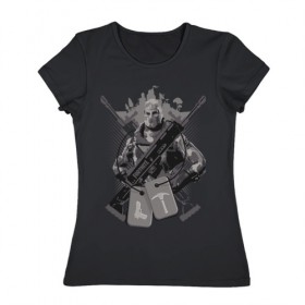 Женская футболка хлопок с принтом Warrior , 100% хлопок | прямой крой, круглый вырез горловины, длина до линии бедер, слегка спущенное плечо | 