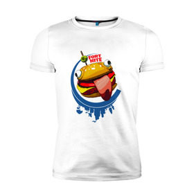 Мужская футболка премиум с принтом Fortnite Burger , 92% хлопок, 8% лайкра | приталенный силуэт, круглый вырез ворота, длина до линии бедра, короткий рукав | Тематика изображения на принте: 