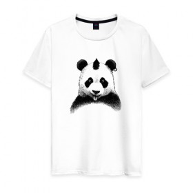 Мужская футболка хлопок с принтом Панда Панк , 100% хлопок | прямой крой, круглый вырез горловины, длина до линии бедер, слегка спущенное плечо. | panda | рок
