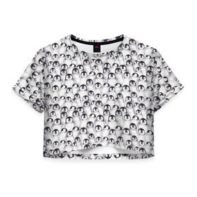 Женская футболка 3D укороченная с принтом Пингвинчики , 100% полиэстер | круглая горловина, длина футболки до линии талии, рукава с отворотами | животные | лапочка | милый | мимими | паттерн | пингвин | северный полюс