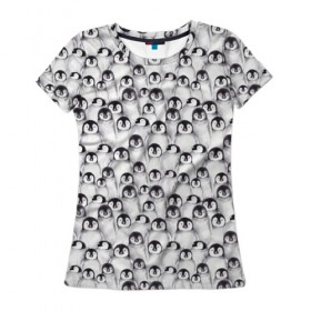 Женская футболка 3D с принтом Пингвинчики , 100% полиэфир ( синтетическое хлопкоподобное полотно) | прямой крой, круглый вырез горловины, длина до линии бедер | животные | лапочка | милый | мимими | паттерн | пингвин | северный полюс