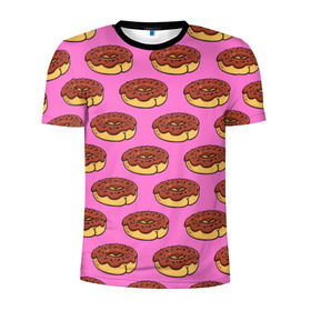 Мужская футболка 3D спортивная с принтом Пончики Паттерн , 100% полиэстер с улучшенными характеристиками | приталенный силуэт, круглая горловина, широкие плечи, сужается к линии бедра | donut | вкусный | вкусняшка | еда | пончик | розовый