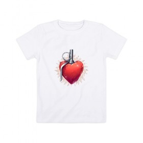 Детская футболка хлопок с принтом Граната Сердце , 100% хлопок | круглый вырез горловины, полуприлегающий силуэт, длина до линии бедер | 
