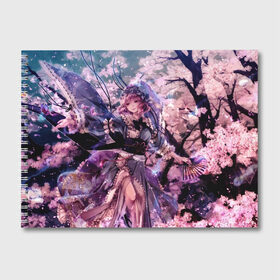 Альбом для рисования с принтом Anime Girl , 100% бумага
 | матовая бумага, плотность 200 мг. | anime | girl | аниме | девушка | деревья | платье | сакура | цветы