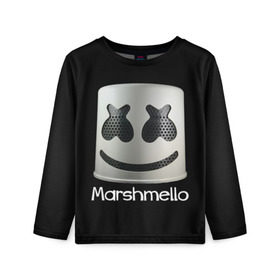 Детский лонгслив 3D с принтом Marshmello , 100% полиэстер | длинные рукава, круглый вырез горловины, полуприлегающий силуэт
 | marshmello | диджей | клуб | клубная музыка | маршмеллоу | маршмэлло | маршмэллоу | музыка | электронная