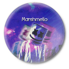 Значок с принтом Marshmello ,  металл | круглая форма, металлическая застежка в виде булавки | marshmello | диджей | клуб | клубная музыка | маршмеллоу | маршмэлло | маршмэллоу | музыка | электронная
