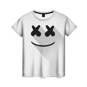 Женская футболка 3D с принтом Marshmello , 100% полиэфир ( синтетическое хлопкоподобное полотно) | прямой крой, круглый вырез горловины, длина до линии бедер | Тематика изображения на принте: marshmello | диджей | клуб | клубная музыка | маршмеллоу | маршмэлло | маршмэллоу | музыка | электронная