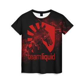 Женская футболка 3D с принтом Team Liquid , 100% полиэфир ( синтетическое хлопкоподобное полотно) | прямой крой, круглый вырез горловины, длина до линии бедер | dota | liquid | team | the international | дота | игры | кибер | ликвид | спорт | тим