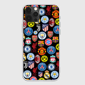 Чехол для iPhone 12 Pro Max с принтом ЛОГО ФУТБОЛЬНЫХ КОМАНД , Силикон |  | atletico madrid | barca | bayern munchen | chelsea | fc | football | juventus | liverpool | manchester city | manchester united | milan | pattern | real madrid | russia | барселона | паттерн