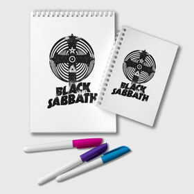 Блокнот с принтом Black Sabbath , 100% бумага | 48 листов, плотность листов — 60 г/м2, плотность картонной обложки — 250 г/м2. Листы скреплены удобной пружинной спиралью. Цвет линий — светло-серый
 | Тематика изображения на принте: black sabbath | hard rock | heavy metal | блэк сабат | группы | метал | музыка | оззи осборн | рок | хард рок | хэви метал