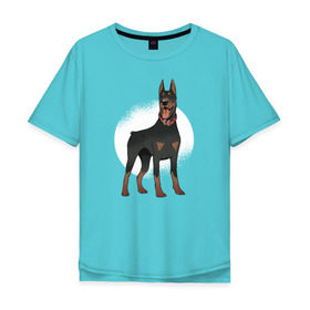 Мужская футболка хлопок Oversize с принтом Доберман , 100% хлопок | свободный крой, круглый ворот, “спинка” длиннее передней части | doberman | dobermann | dog | доберман | собака | собаки