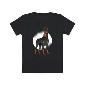 Детская футболка хлопок с принтом Доберман , 100% хлопок | круглый вырез горловины, полуприлегающий силуэт, длина до линии бедер | doberman | dobermann | dog | доберман | собака | собаки