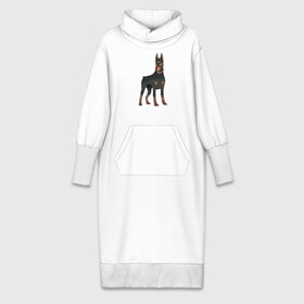 Платье удлиненное хлопок с принтом Доберман ,  |  | doberman | dobermann | dog | доберман | собака | собаки